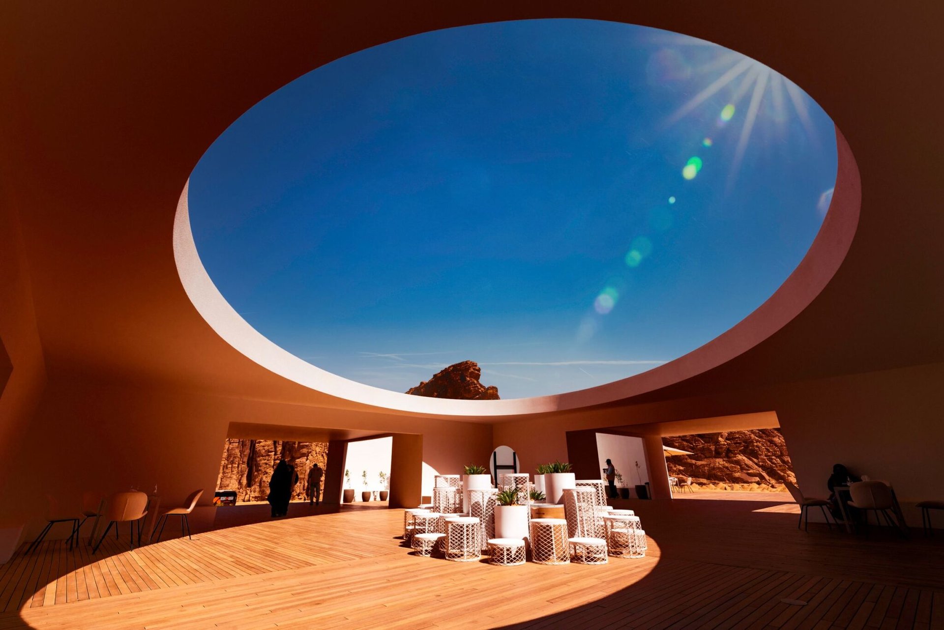 Stunning modern architecture with natural light in AlUla, Saudi Arabia.